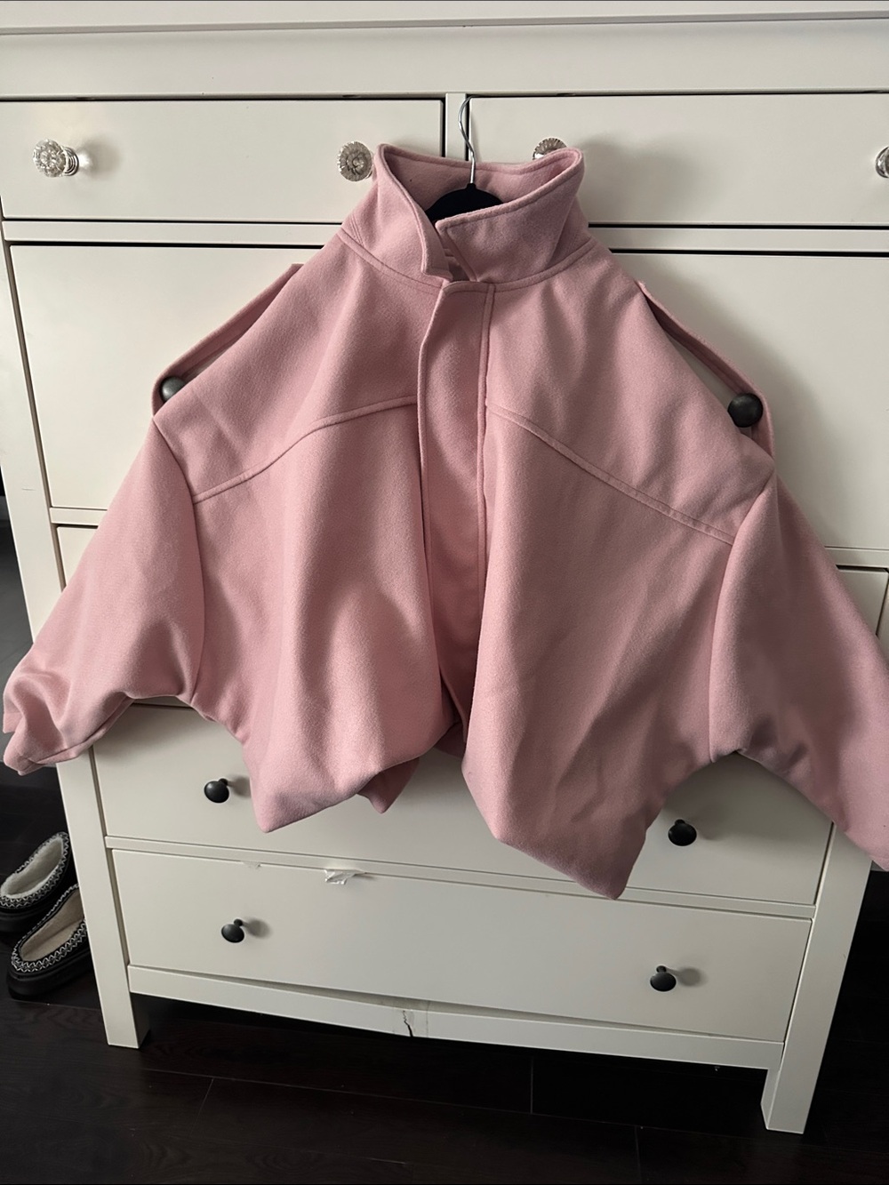 Pink Cropped oversized/ blouson style bomber jacket